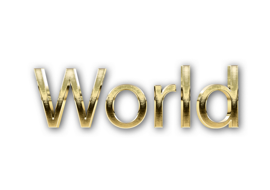 3D WORD WORLD gold text effects art typography PNG images free